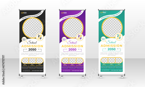 school admission Roll Up Banner study college education kids promotion banner rollup dl flyer rack card template design 