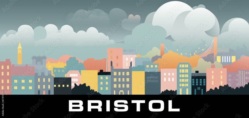 Bristol City Sky Line Abstract Illustration
