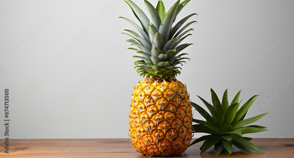 Portrait of pineapple. Ideal for your designs, banners or advertising graphics.