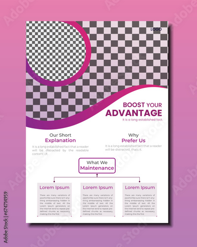 Modern business brochure colorful template with wave vector