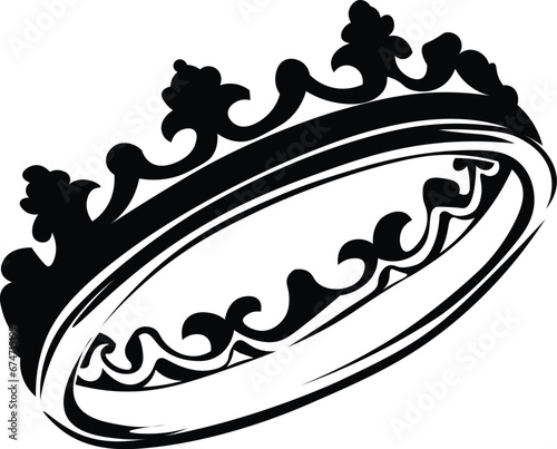 Cartoon Black and White Isolated Illustration Vector Of A Royal Queen Princess Tiara