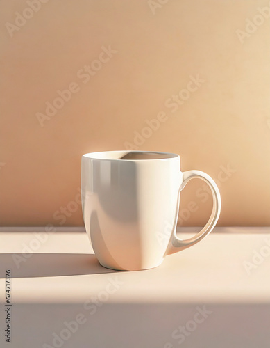 white mug mockup with blank copy space for advertising or branding , text message or promotional .