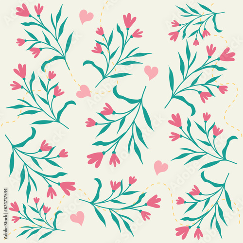 Cute Kawaii Vintage Floral Background Pattern