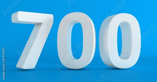 Schilderij op canvas Number 700 in white on light blue background, isolated number