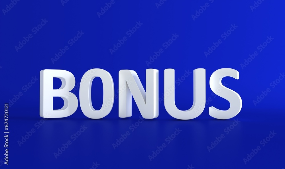 Bonus 3d text background.  The word bonus in 3d. Bonus background. Finance Concept. 