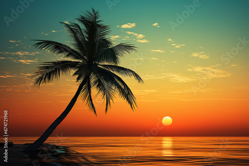 Palm tree during the sunset, wallpaper © Uwe
