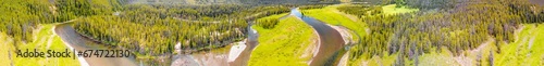 Amazing aerial view of Yellowstone River in the National Park