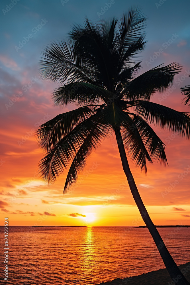Palm tree during the sunset, wallpaper