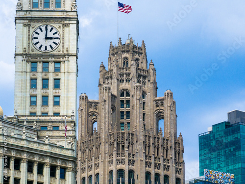 Ariel view of the Chicago Wrigley building photo