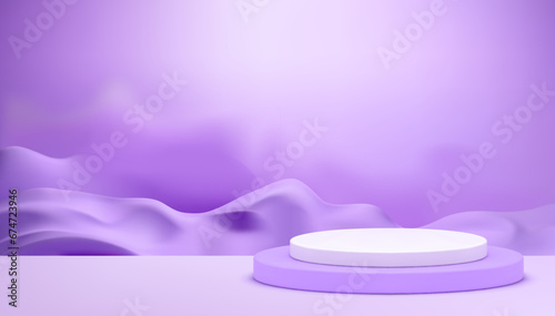 3d purple podium with sand dune smoke wall background for product presentation realistic vector