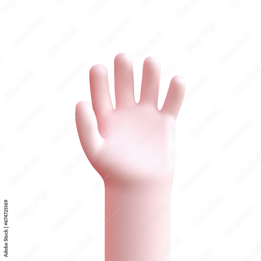 Human hand with open palm greeting hello gesture 3d icon realistic vector illustration Human hand with open palm greeting hello gesture 3d icon realistic vector illustration