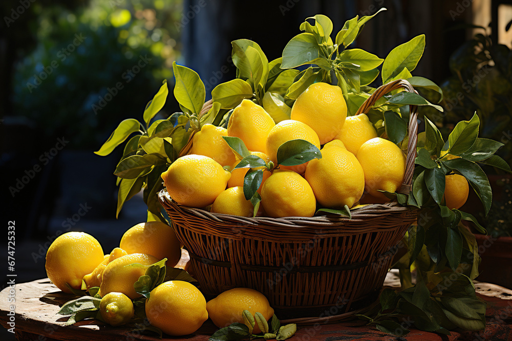 lemons in a basket at the olives orchard