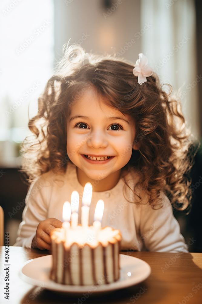 Little girl blowing out candles on his birthday cake. Little girl blowing out candles on his birthday cake.