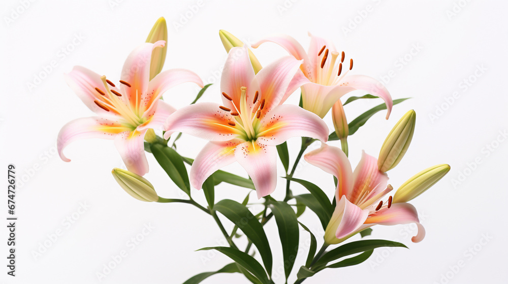 Beautiful lily flowers on white background Beautiful lily flowers on white background