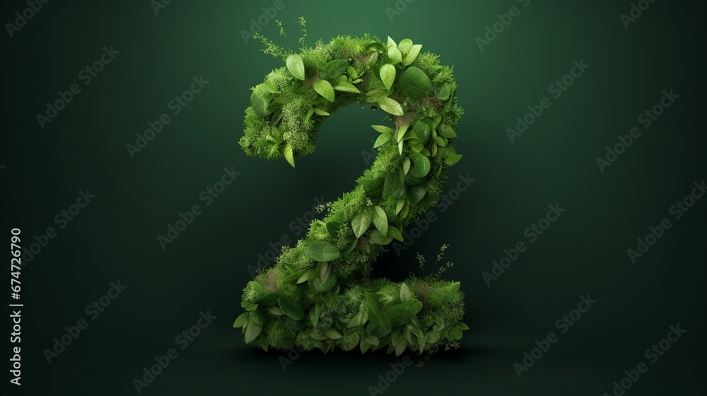 Number 2 created from leaves Number 2 created from leaves
