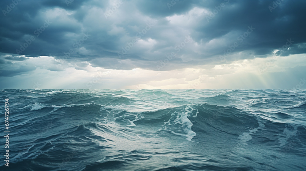 Waves in an ocean under cloudy sky Waves in an ocean under cloudy sky