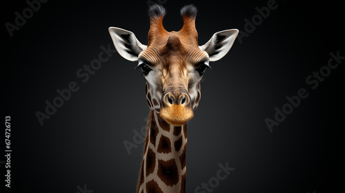 A giraffe on a black background