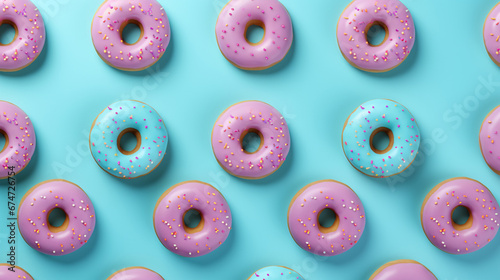 A minimalist background with donuts on blue