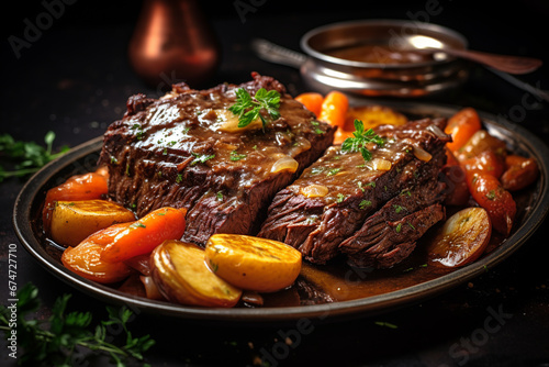 serving pot roast with melted butter. ai generative