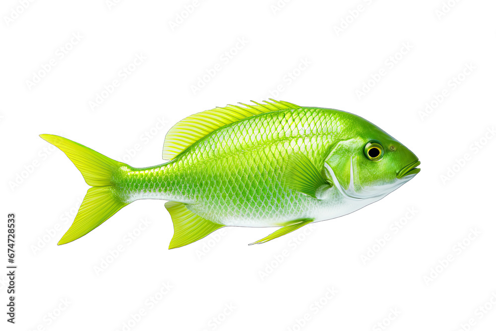 Beautiful real green sea fish on transparent background Beautiful real green sea fish on transparent background