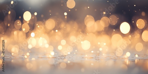 Dreamy soft Christmas background with a magical sparkling bokeh of party lights in a misty dreamy background over snow with copy space  generative ai