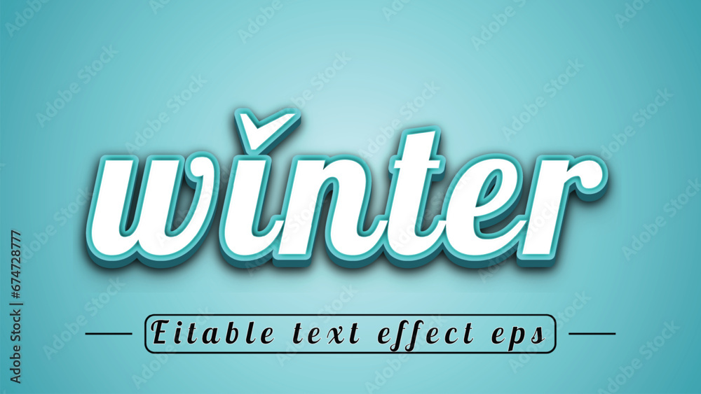 Obraz premium Winter fresh color 3d text effect Editable 3d styles 