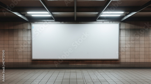 empty billboard on the wall of a metro station. ai generative © Oleksandr