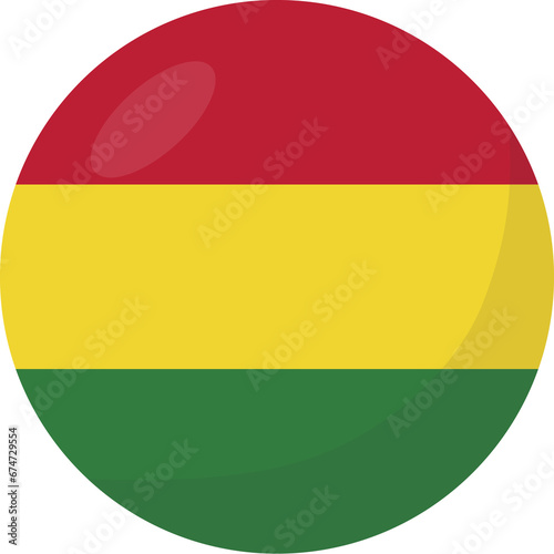 Bolivia flag circle 3D cartoon style.