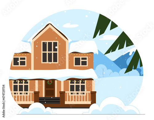 Canvas Print House exterior in winter