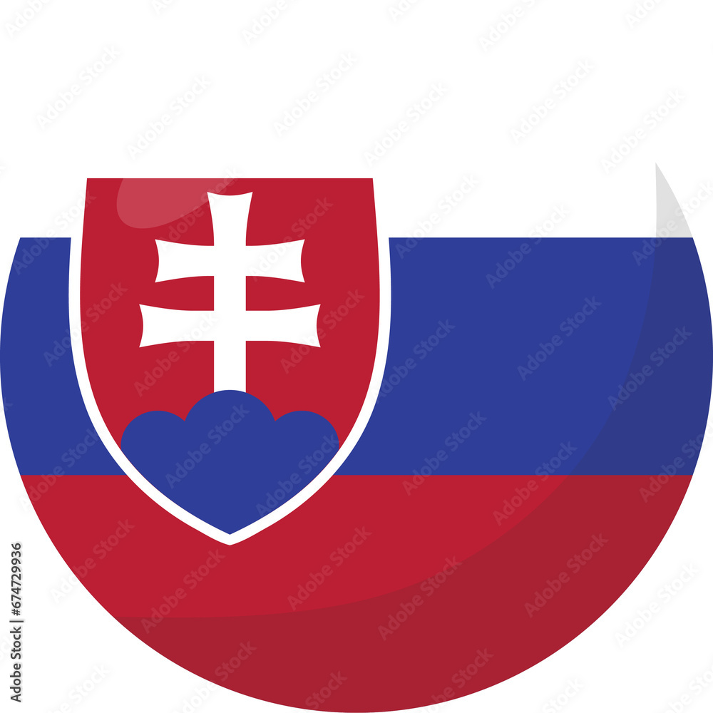 Slovakia flag circle 3D cartoon style.