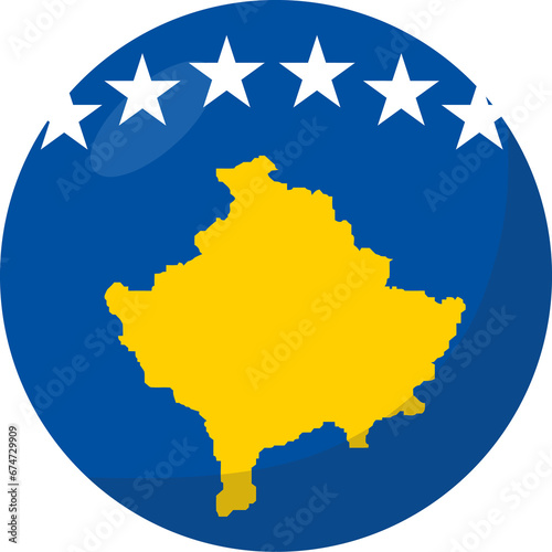 Kosovo flag circle 3D cartoon style.