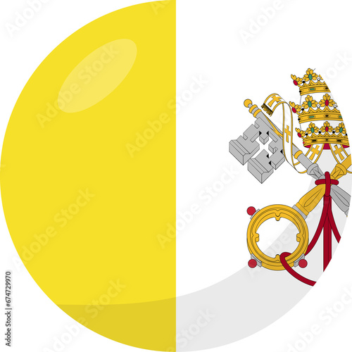 Vatican City flag circle 3D cartoon style.