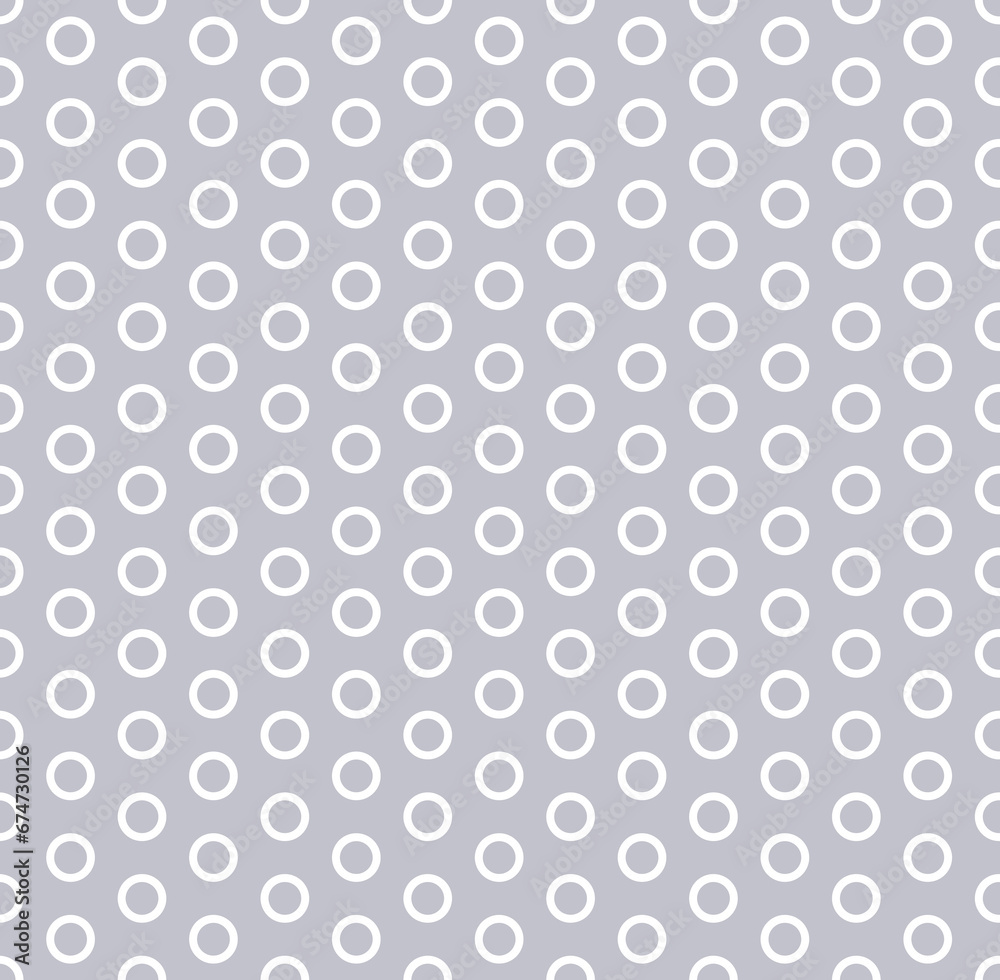 White silver outline circles polka dot seamless texture