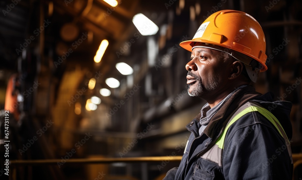 A Worker in a Protective Helmet at a Manufacturing Facility A Worker in a Protective Helmet at a Manufacturing Facility