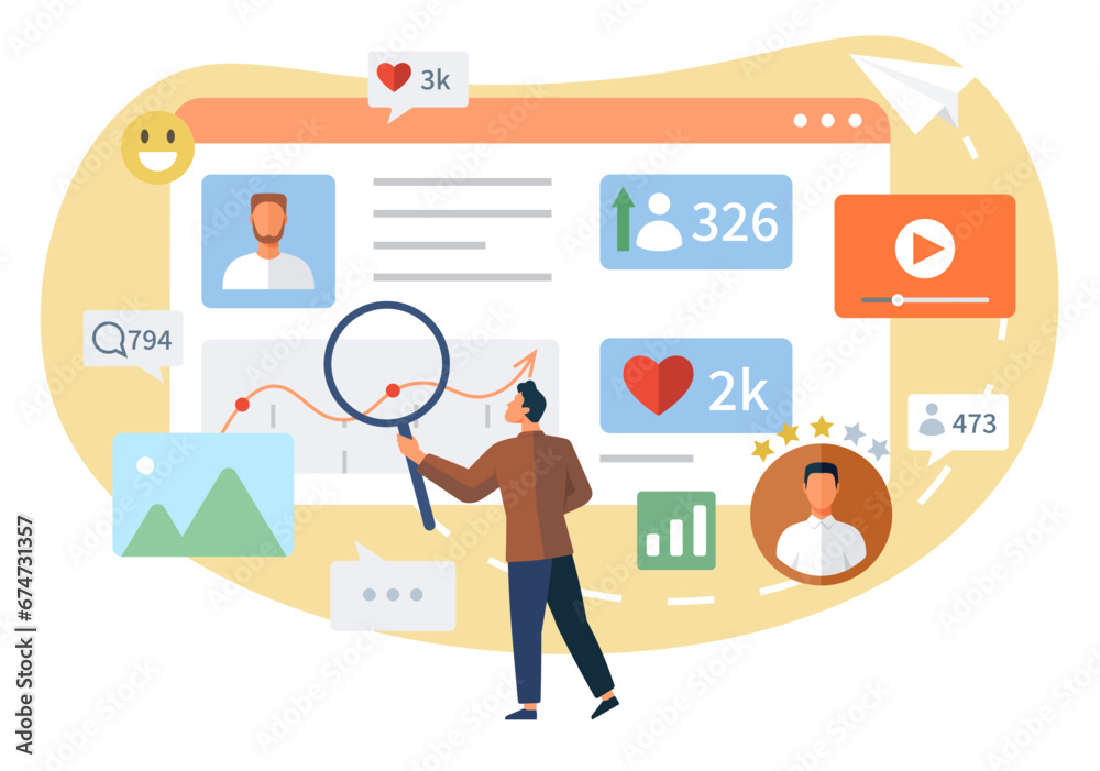 Influencer. Vector illustration. Speakers at conferences and events are often influential figures in their respective fields Professional influencers use their expertise to create compelling content