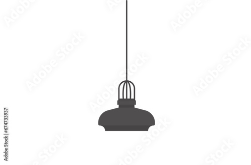 Hanging black lamp stylish appliance, lighting device vector illustration. Modern chandeliers metal or glass plafond. Home, room or studio decor loft style. Element for house or office interior design