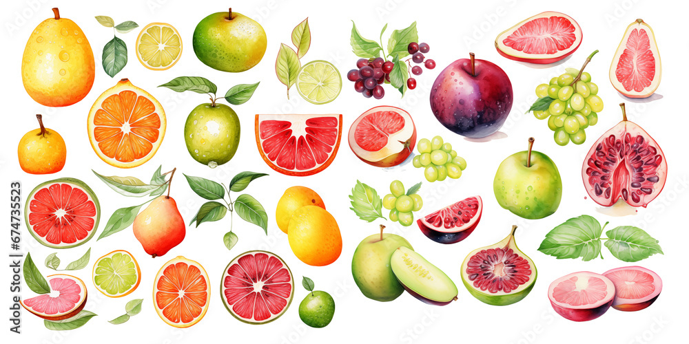 Vibrant Citrus and Fruit Medley Illustration Vibrant Citrus and Fruit Medley Illustration