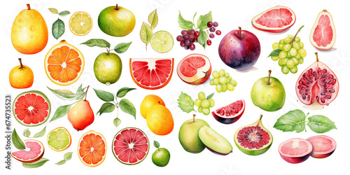 Vibrant Citrus and Fruit Medley Illustration