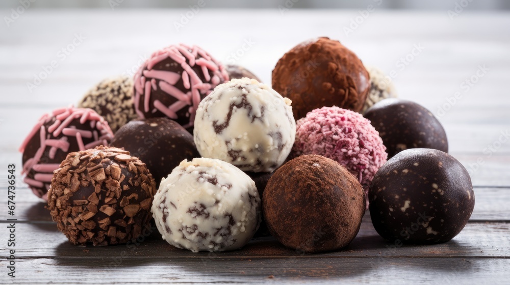 exquisite collection of chocolate truffles - closeup food photography