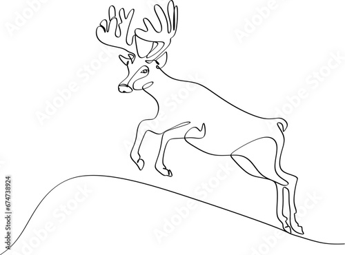 Proud deer linear illustration.Animal world. wild nature