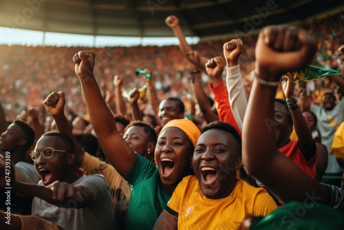 Crowd of people in sport stadium cheering excited © blvdone