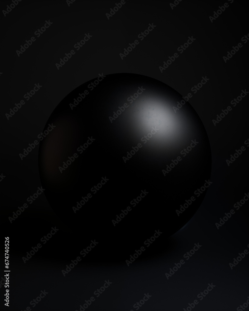 a black orb on a black background. AI generated