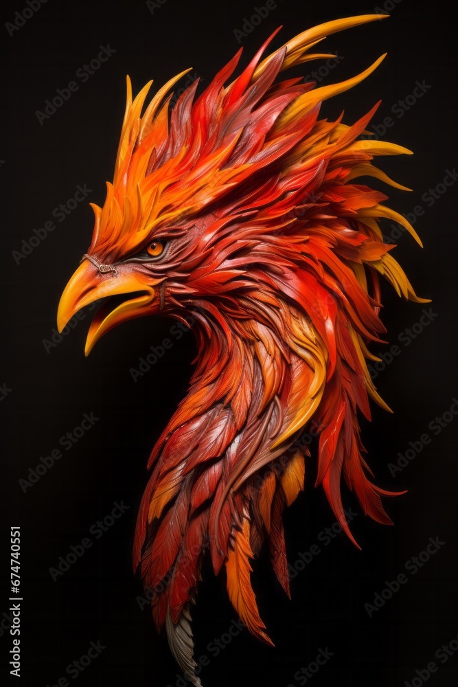 Fototapeta premium Fiery red phoenix bird head