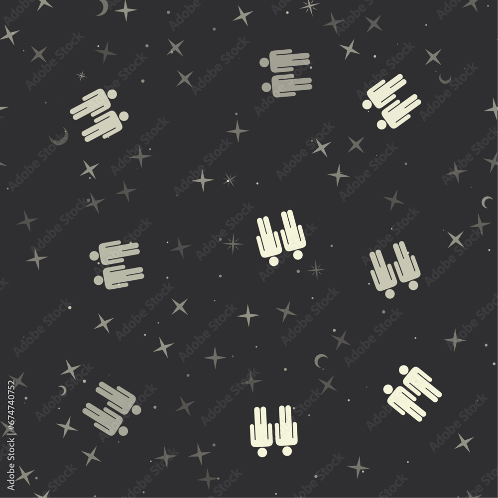 Seamless pattern with stars, man with man symbols on black background. Night sky. Vector illustration on black background Seamless pattern with stars, man with man symbols on black background. Night sky. Vector illustration on black background