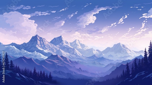 A pixelated digital illusion of a serene pixelated mountain range with pixelated snow-capped peaks.