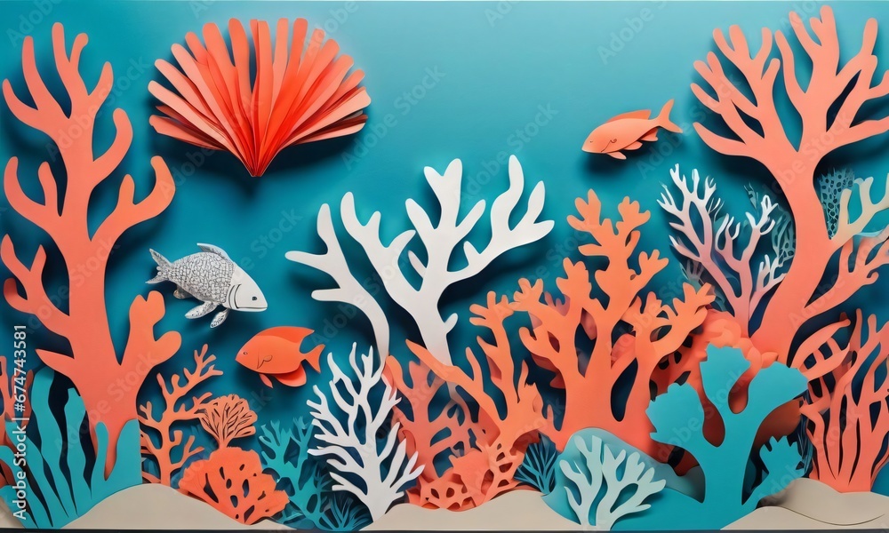 Coral Reef Sculpture Cut Out Of Paper. Coral Reef Sculpture Cut Out Of Paper.