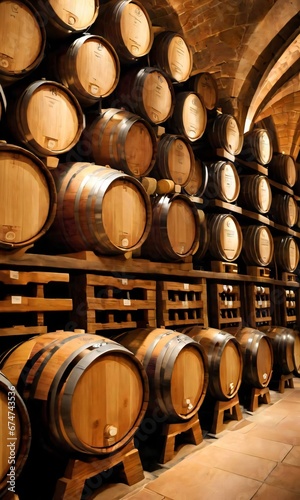 Wine Barrels In Wine Vaults.