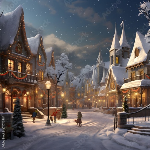 Winter wonderland in the city. Winter fairy tale. Christmas card.