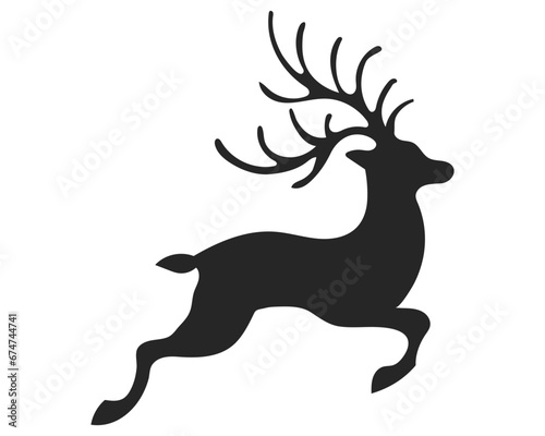Deer in a jump, silhouette on a white background. Animal illustration, vector © Tatiana