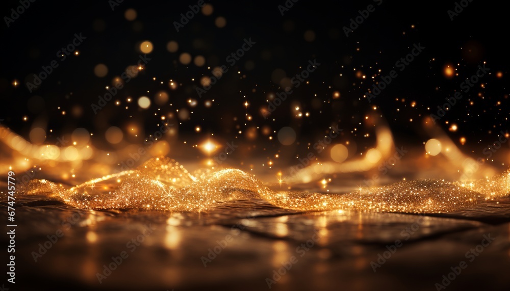 Εκτύπωση καμβά golden fluid mesmerizing display of radiant glow, shimmering glitter, and enchan